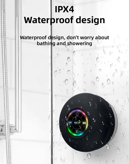 Waterproof Bluetooth Shower Speaker - LED Lights & 3D Surround Sound Subwoofer