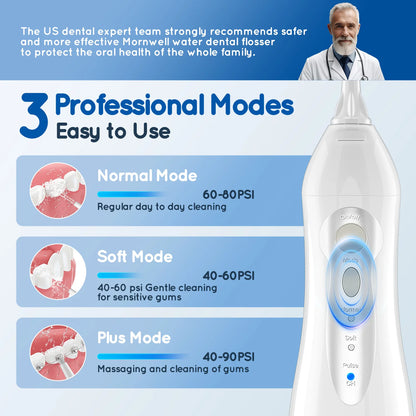 Smart Water Flosser - Compact USB Water Flosser with 4 Tips & 3 Modes